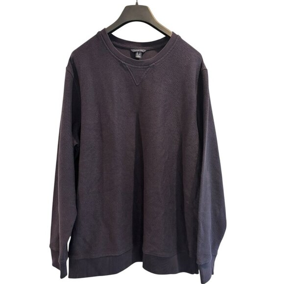 Lands' End 🖤 Textured Crewneck Sweatshirt Men’s XXL Cotton Blend Pullover‎ - Picture 1 of 5